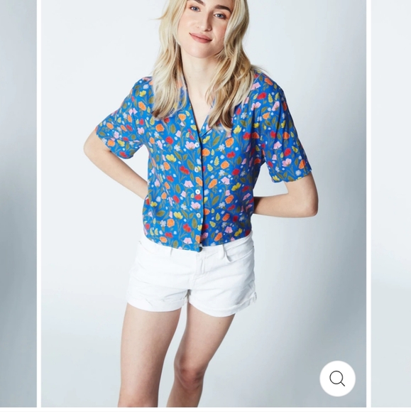 Taylor Tillman Madison Floral Crop Button Down Blouse-NWT - Picture 3 of 7